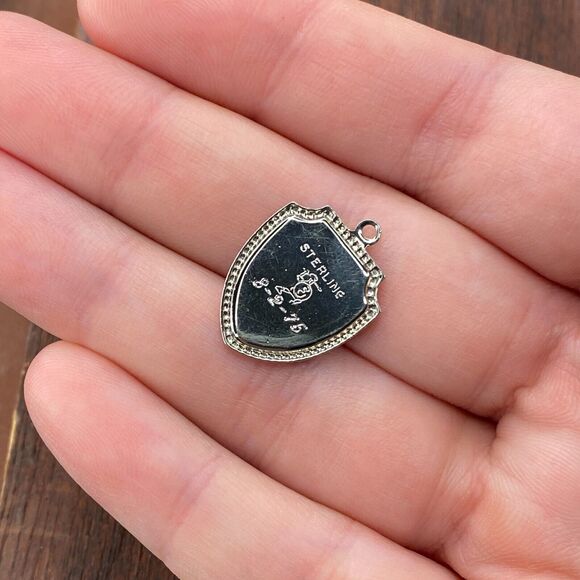 Vintage 925 Sterling Silver "1000 Island N.Y." Shield Pendant Bracelet Charm - Picture 2 of 3